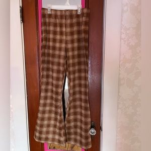 Flare leg plaid pants